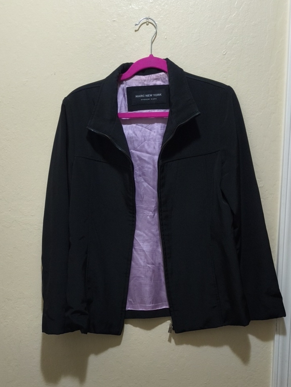Marc New York Black Jacket with Lavender Lining